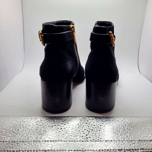 MK Michael Kors Black Suede Side Zip Block Heel Ankle Boots sz.7M $295 - Picture 6 of 10